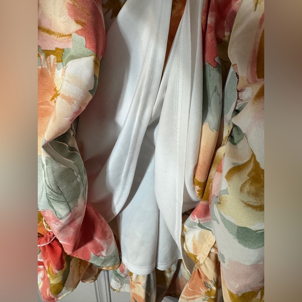 Jodifl Floral Watercolor Blooms‎ Dress Long Sleeves Ruffle Boho Poet Size Large - Picture 8 of 16